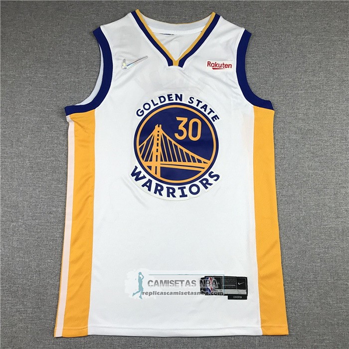 Camiseta Golden State Warriors Stephen Curry NO 30 Association 2021-22 Blanco